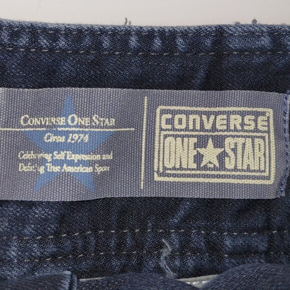 Converse One Star Denim Blue Jean Skirt Wide Waistband Pockets Slit Size 12 - Picture 9 of 12